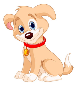 小狗与猫卡通狗摇它的尾巴可爱小狗卡通表情猫和小狗在工作室可爱的