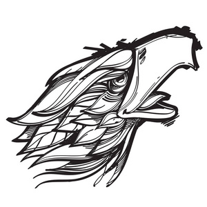 鹰的轮廓图像。在白色背景上分离的向量例证为纹身, 打印在 t恤衫和其他物品