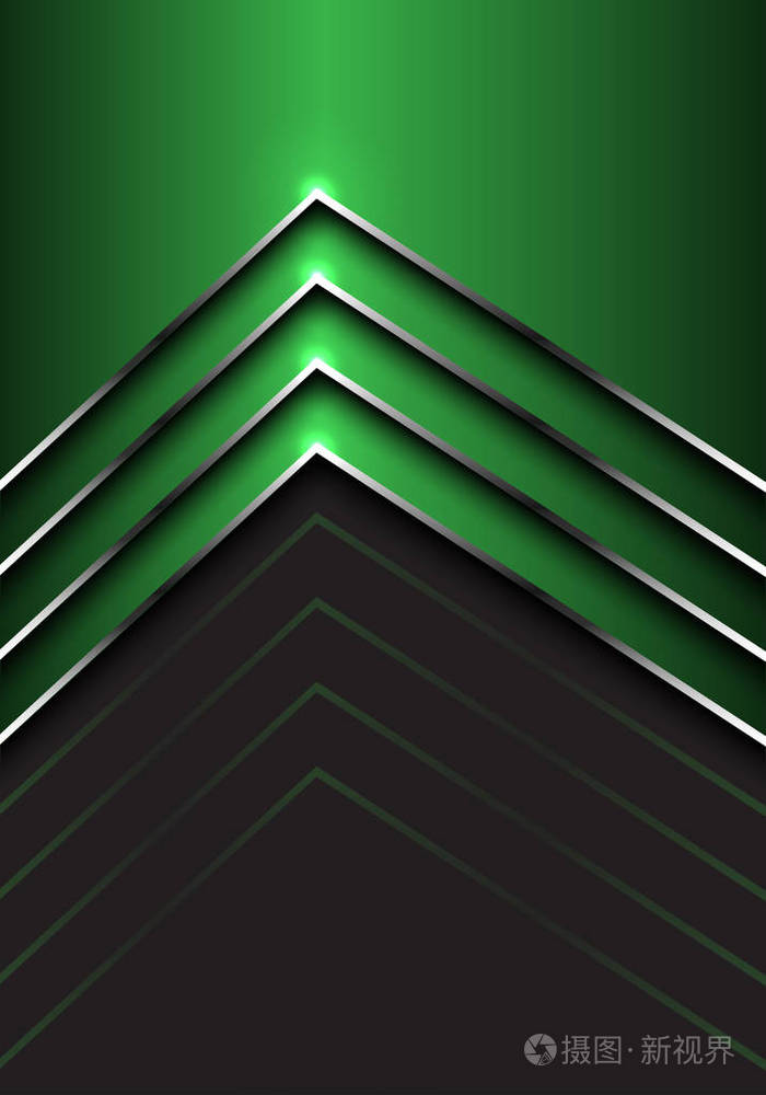 深灰色设计中的绿色银色箭头方向现代未来主义背景向量图解
