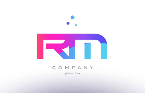 rm r m 创意粉色蓝色现代字母表字母标志图标 temp