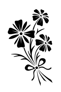 鲜花的黑色剪影。矢量插画