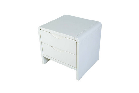 孤立在白色的木制家具.白色床头柜照片