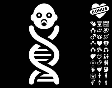 婴儿基因图标与爱奖金