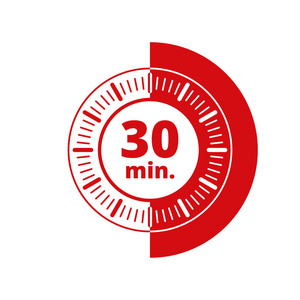 30分钟定时器图标, 在白色背景, 矢量, 插图隔离照片