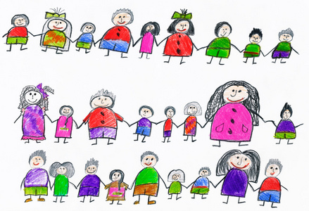 可爱的快乐卡通人,孩子在纸上,图形对象的集合手绘制的艺术图片照片