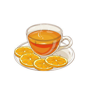 柑橘茶插画-柑橘茶手绘-柑橘茶卡通图-摄图新视界