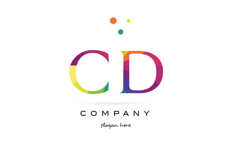 cd c d 创意彩虹颜色字母表字母标志图标