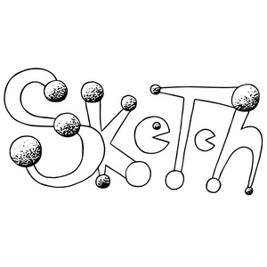 用 pacman 素描手绘制的短语。油墨的插图。写意画。白色背景上孤立