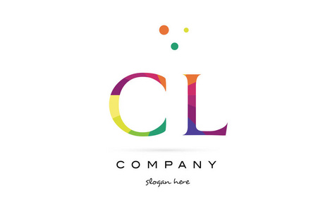 cl 氯创意彩虹颜色字母表字母标志图标
