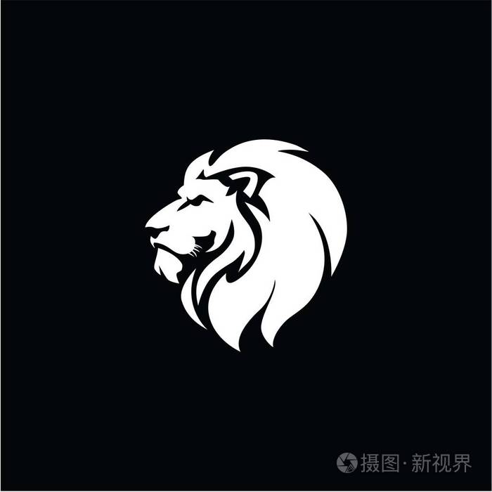 愤怒的狮子头黑色和白色标志标志矢量设计