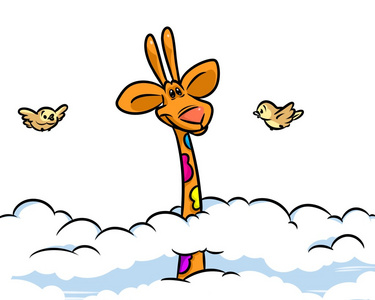 长颈鹿高高的云层卡通
