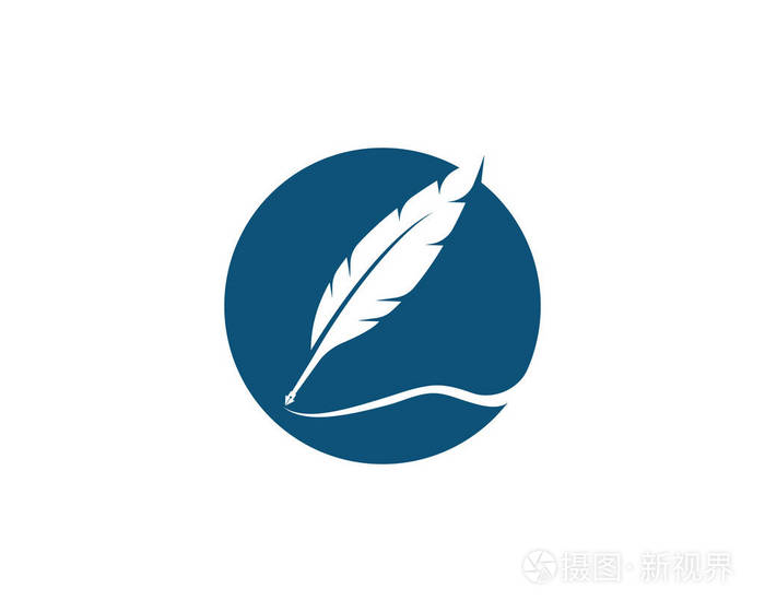 羽毛笔logo模板矢量图