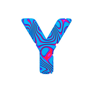 字母 Y 大写。运动字体由蓝色大胆的标志。3d 渲染在白色背景下被隔离