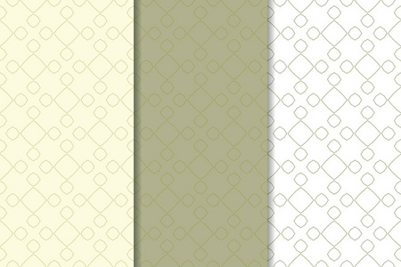一套几何装饰品。橄榄绿色和白色无缝图案, 用于网络纺织品和墙纸