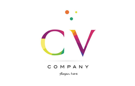 cv cv 创意彩虹颜色字母表字母标志图标