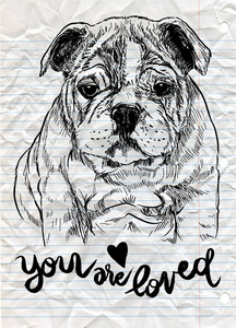 手绘可爱的小狗，狗素描由 pe 向量插图