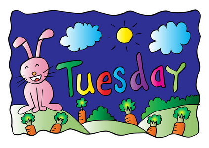 星期二着色页与兔子照片