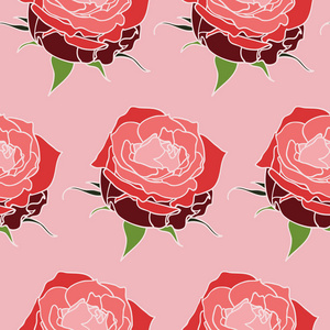 无缝的粉红色玫瑰图案