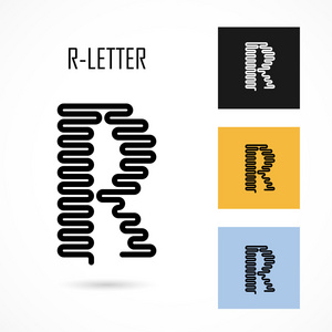 创意 R 字母抽象徽标设计矢量模板图标。综合招聘考试