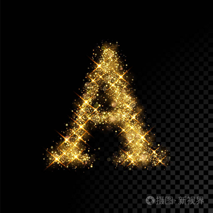 闪闪发光的金色字母上的黑色背景插画-正版商用图片0ppedl-摄图新视界