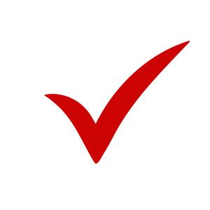 红色的勾号.红色的复选标记.刻度线图标照片