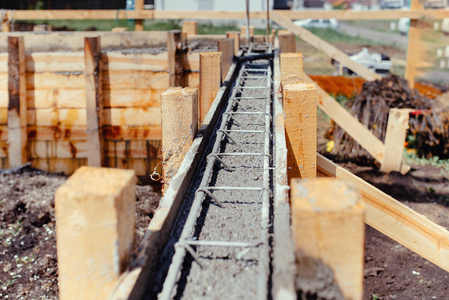 新建建筑建筑业细节水泥和混凝土建筑的基础场地
