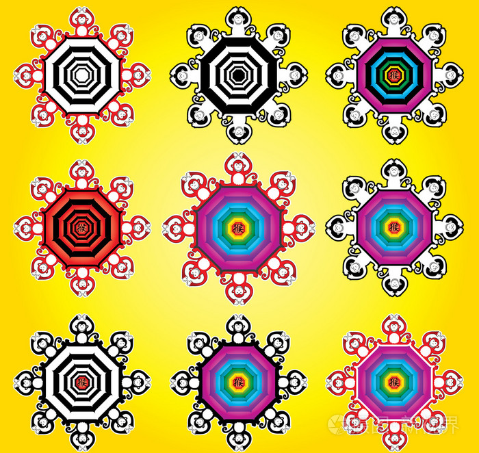 猴子的吉祥物设计框架设计矢量 illsutration