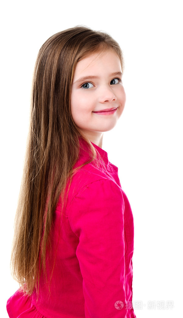 可爱微笑的小女孩被隔绝的肖像