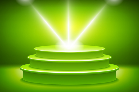 绿色发光舞台登上领奖台为奖仪式矢量图的照片