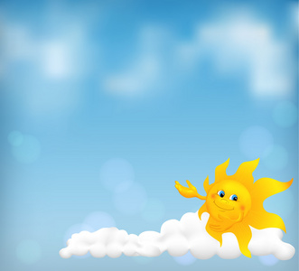 蓝天背景,有趣的卡通太阳照片