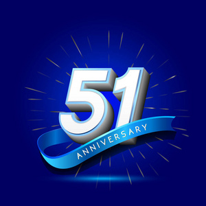 51年蓝色周年纪念标志, 装饰背景插画