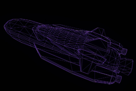 穿梭在全息图线框风格。漂亮的 3d 渲染