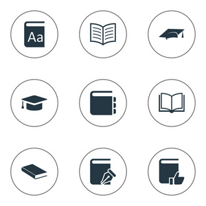 矢量图组的简单教育图标。元素字母表 写生，空白笔记本和其他同义词目录，建议和写生