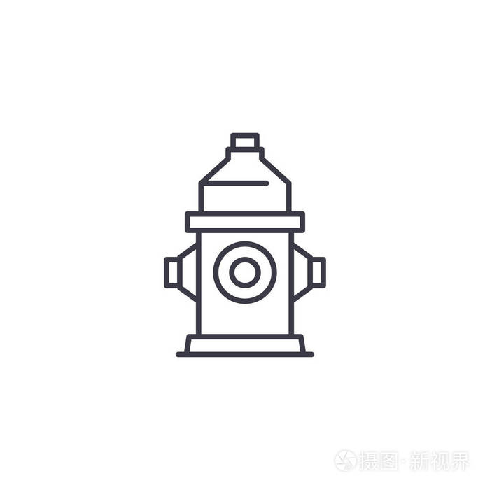 消防栓线性图标概念.消火栓线矢量符号,符号,插图