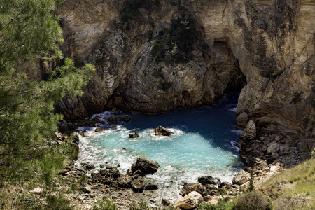 美丽的 Antiochia ad Cragum 泻湖的特写