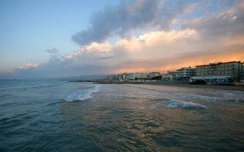 丽都索罗附近意大利威尼斯海滩的早晨的景象