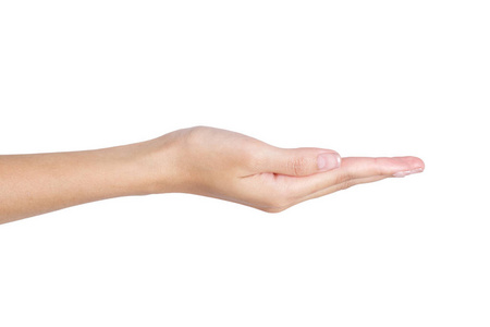 赤裸的双手女人的手拿着的东西清空,女人的手拿着东西空照片