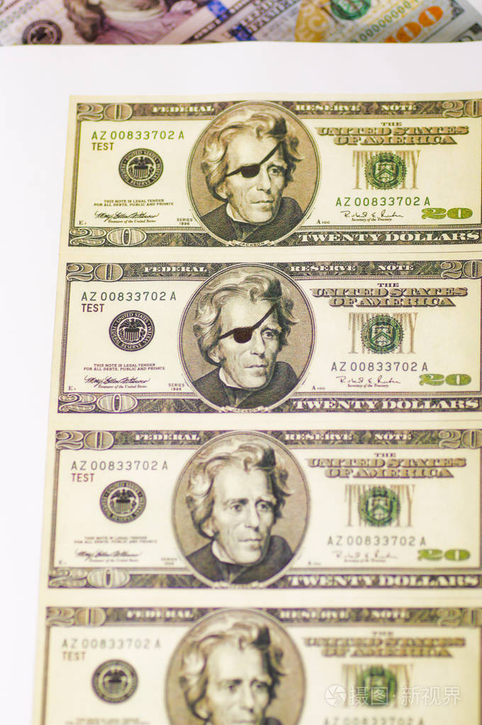 美国美国钱钞票印在纸上的纸杰克逊脸补片修补