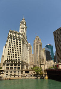 芝加哥市中心。芝加哥城市景观, 美国