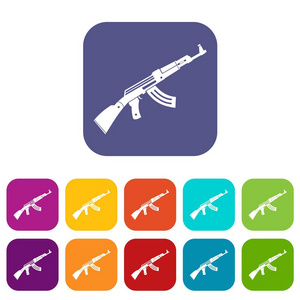 一组武器和军队股票符号的网站核弹道火箭,复杂.