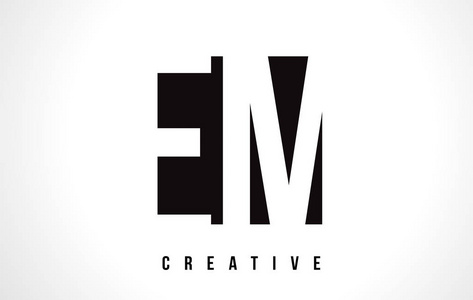 Em E M 白色字母标志设计与黑色正方形