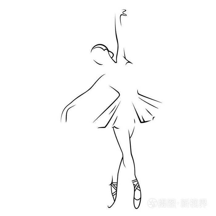 优雅的芭蕾舞演员的剪影舞蹈家图标标志体育标志芭蕾标志