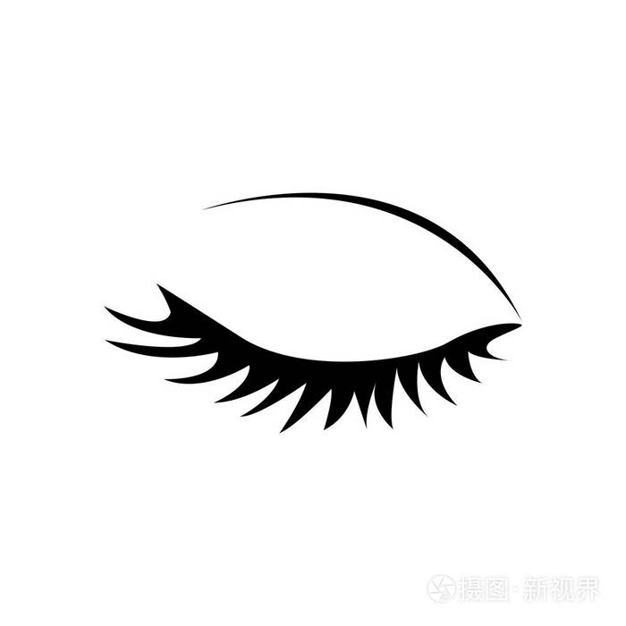 与女性的眼睛关闭单色剪影