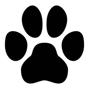 宠物爪符号。简单的黑狗或猫足迹形状