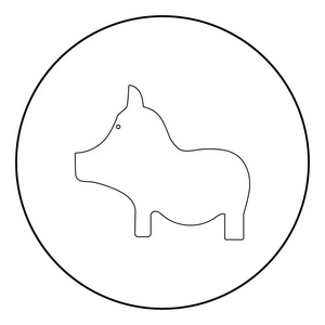 猪是圆或圆的黑颜色图标