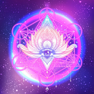 在矢量观赏荷花莲花,民族全视之眼照片