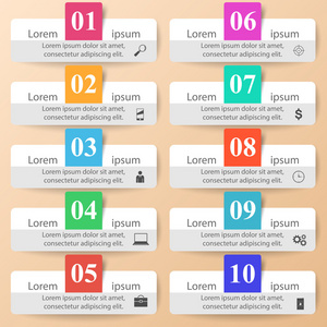 业务信息图表折纸样式矢量图。列表