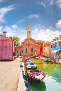 色彩缤纷的房子，在布拉诺，威尼斯，意大利