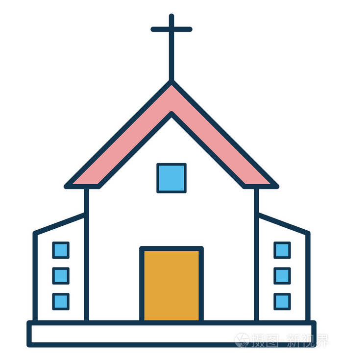教堂建筑矢量图标完全可编辑