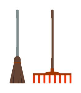 园艺铲和耙群件工具矢量